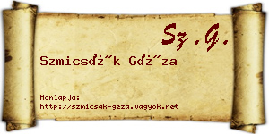 Szmicsák Géza névjegykártya